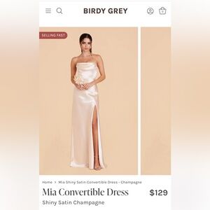 Mia Convertible Dress Shiny Satin Champagne